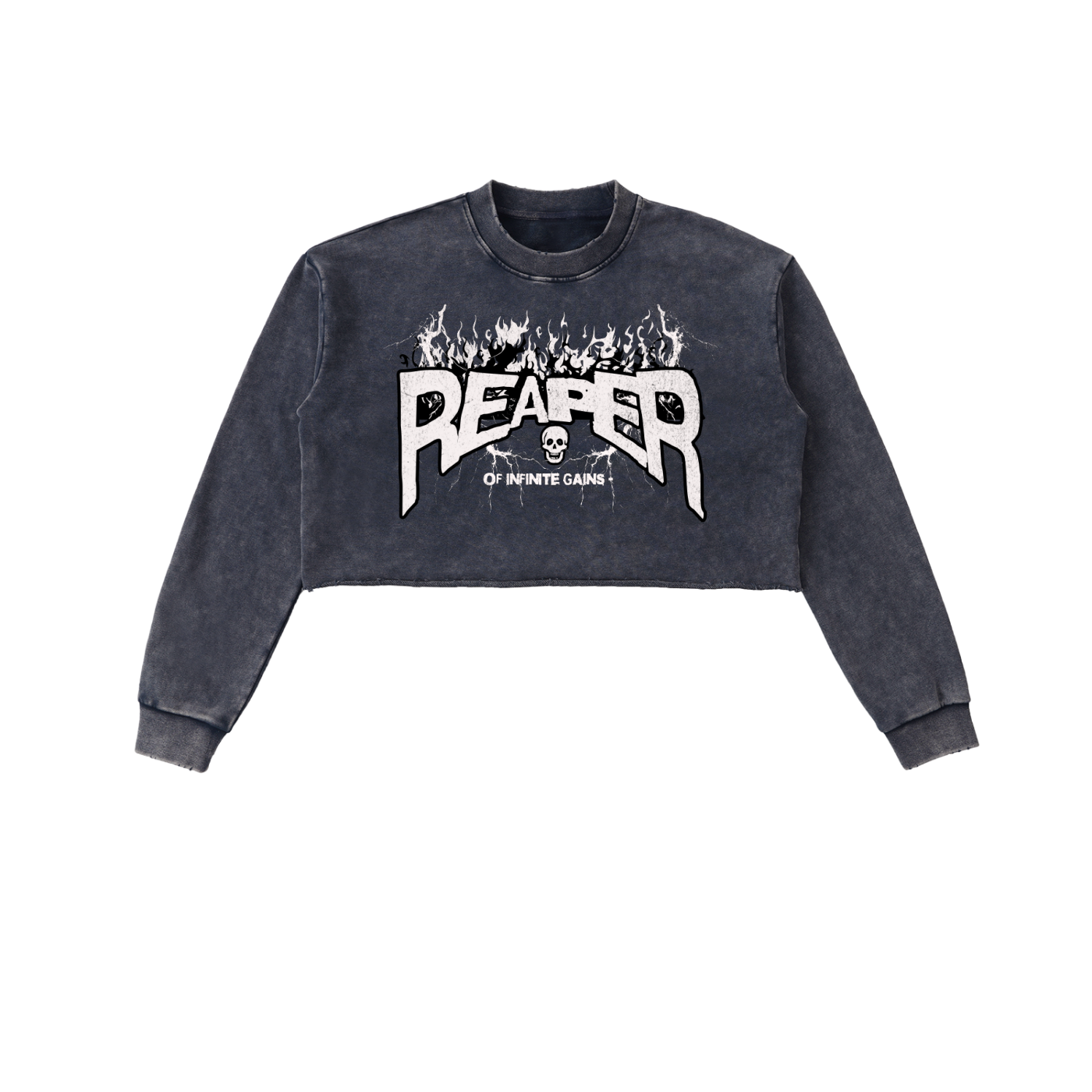 Snow Washed Raw Edge Cropped Sweatshirt