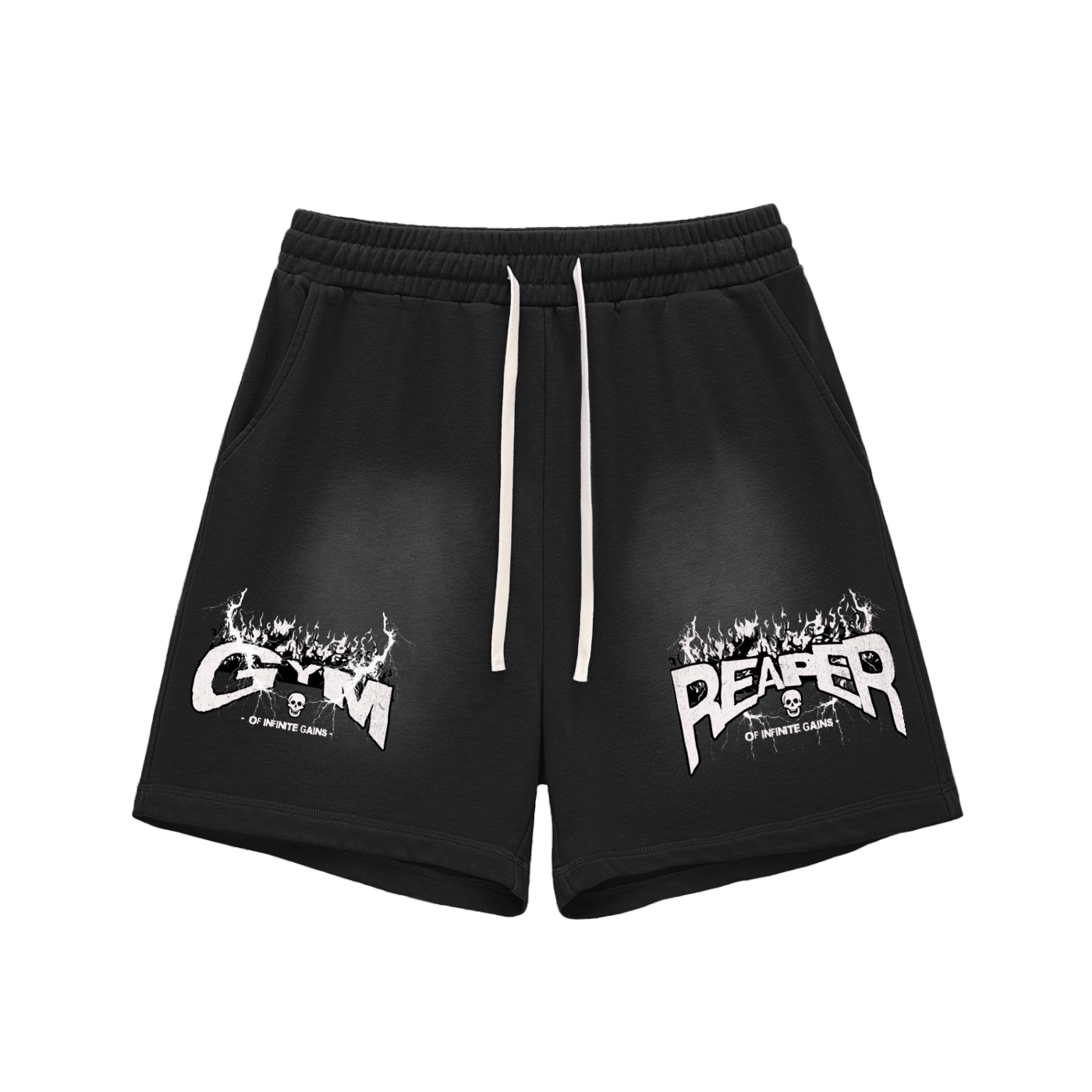 UC- GYM REAPER Men's Sun Fade Raw Edge Cotton Shorts