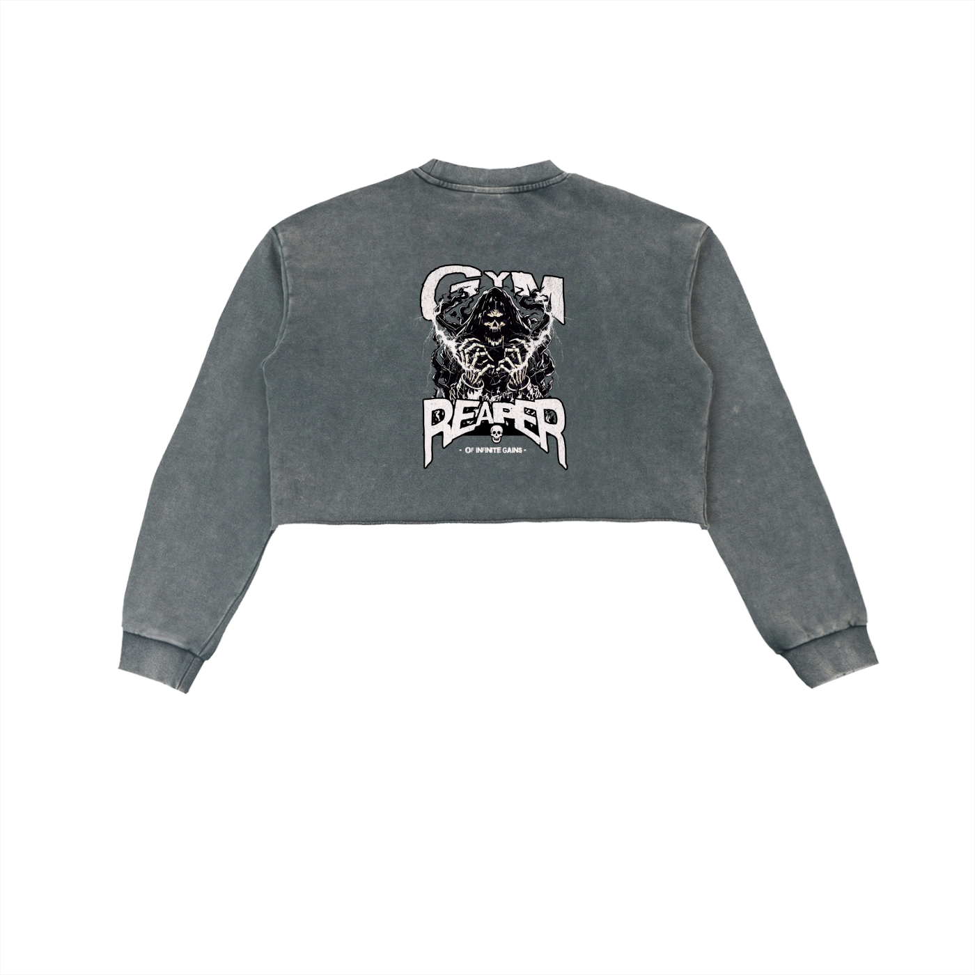 Snow Washed Raw Edge Cropped Sweatshirt