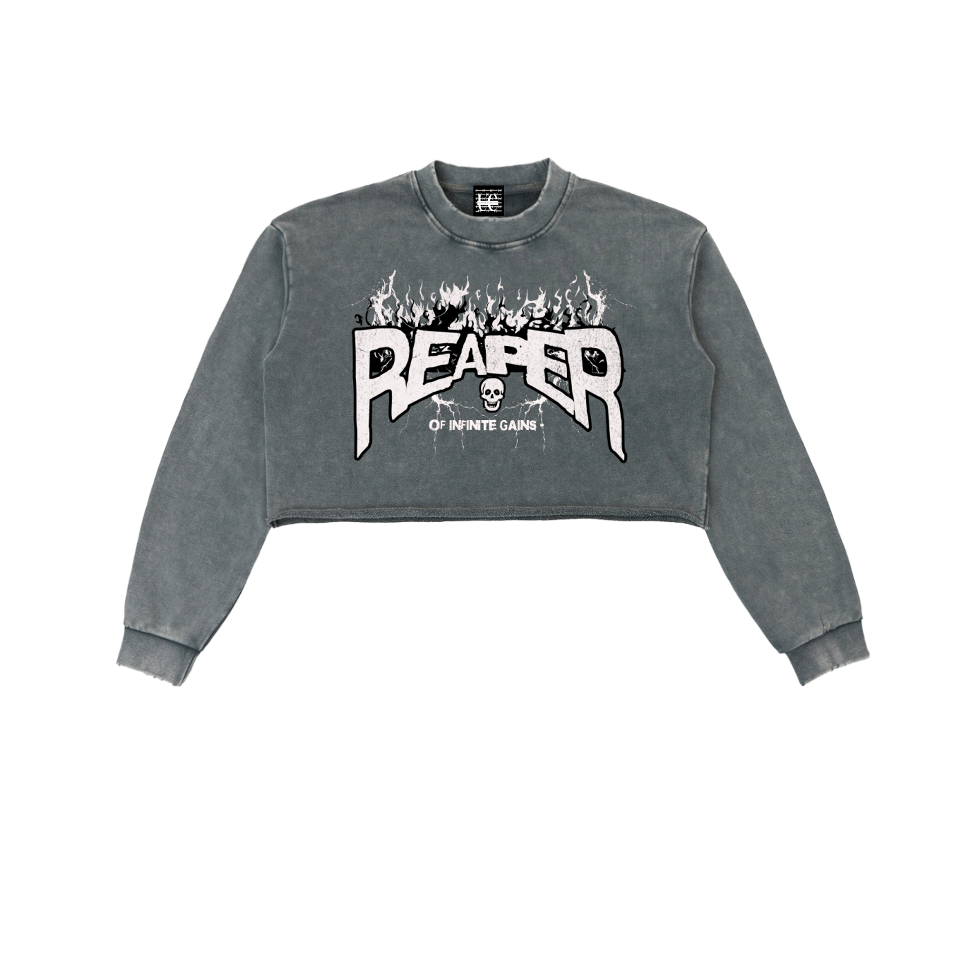 Snow Washed Raw Edge Cropped Sweatshirt