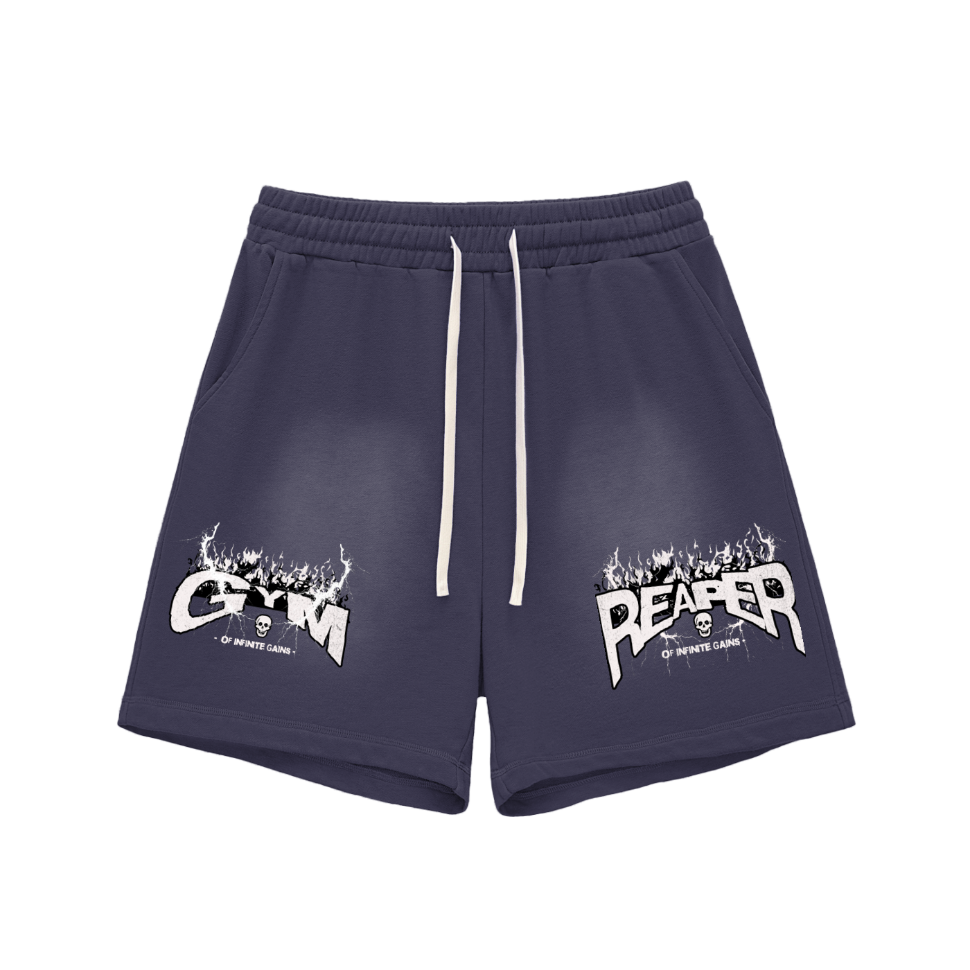 UC- GYM REAPER Men's Sun Fade Raw Edge Cotton Shorts
