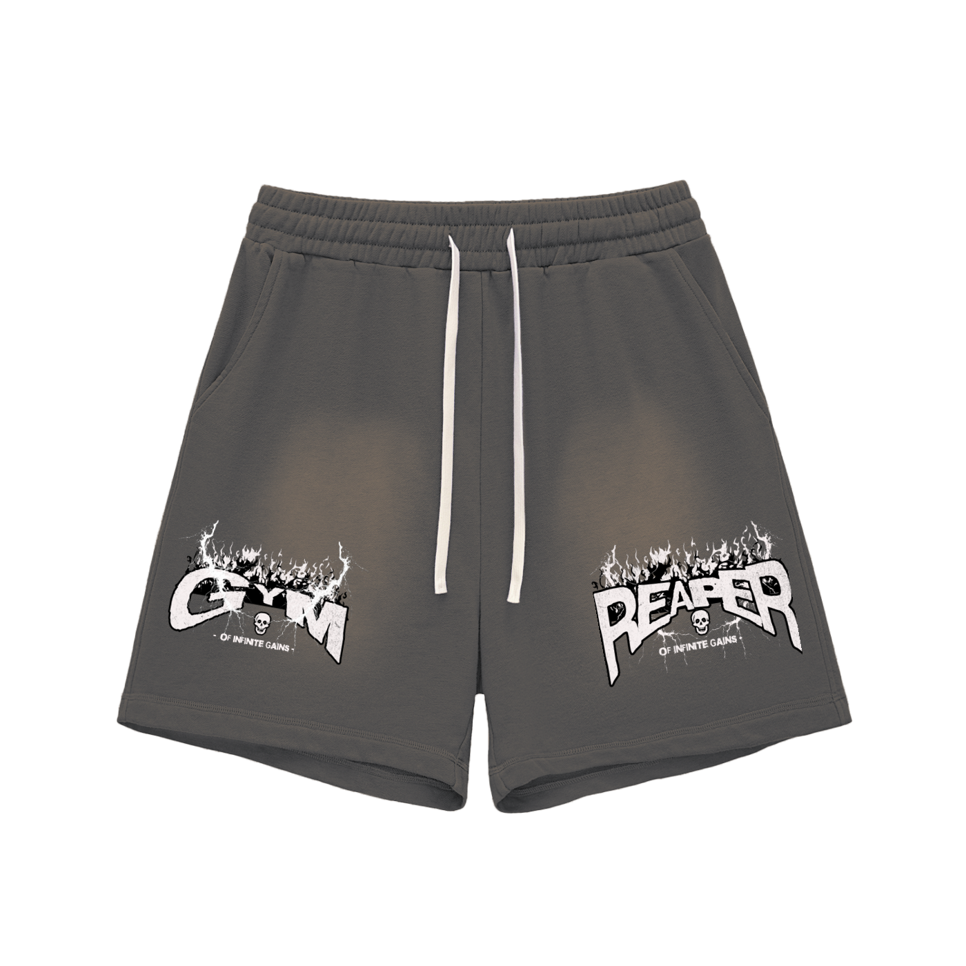 UC- GYM REAPER Men's Sun Fade Raw Edge Cotton Shorts