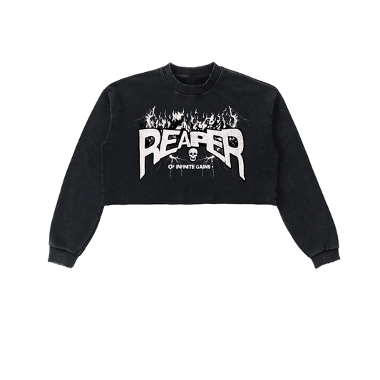 Snow Washed Raw Edge Cropped Sweatshirt