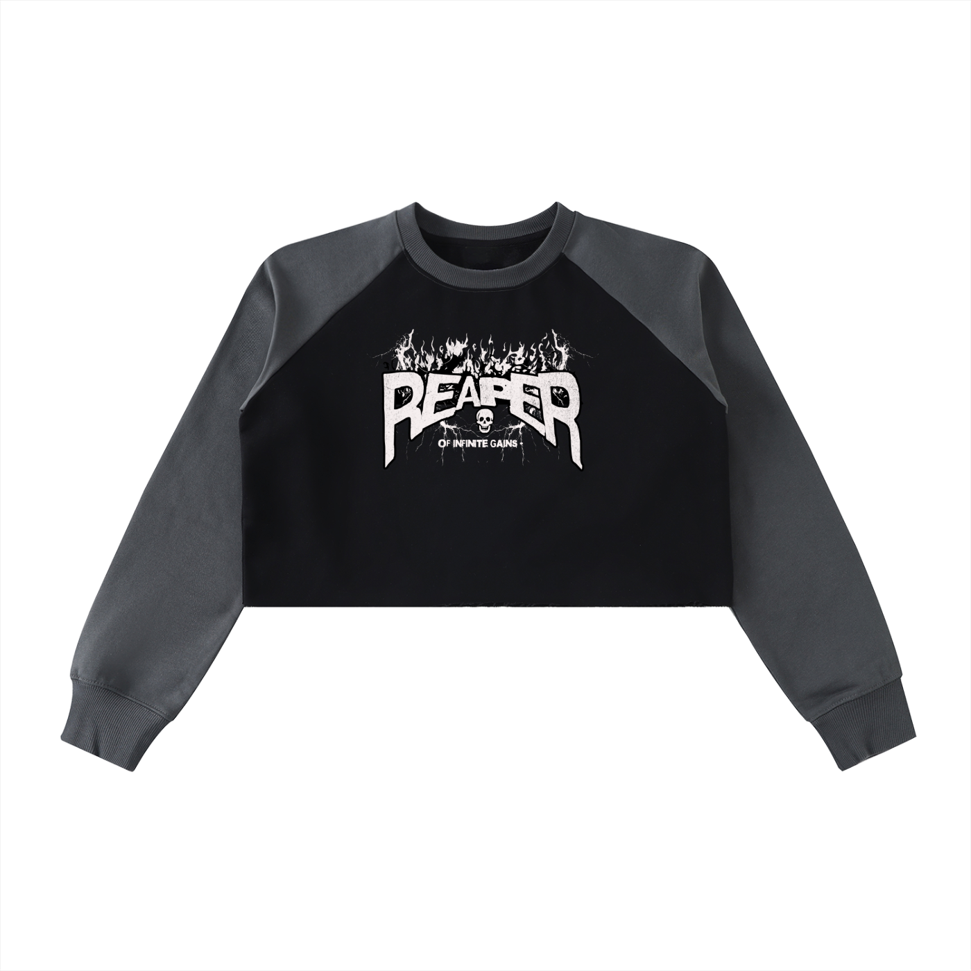 Raw-Hem Color-Block Raglan Crop Sweatshirt