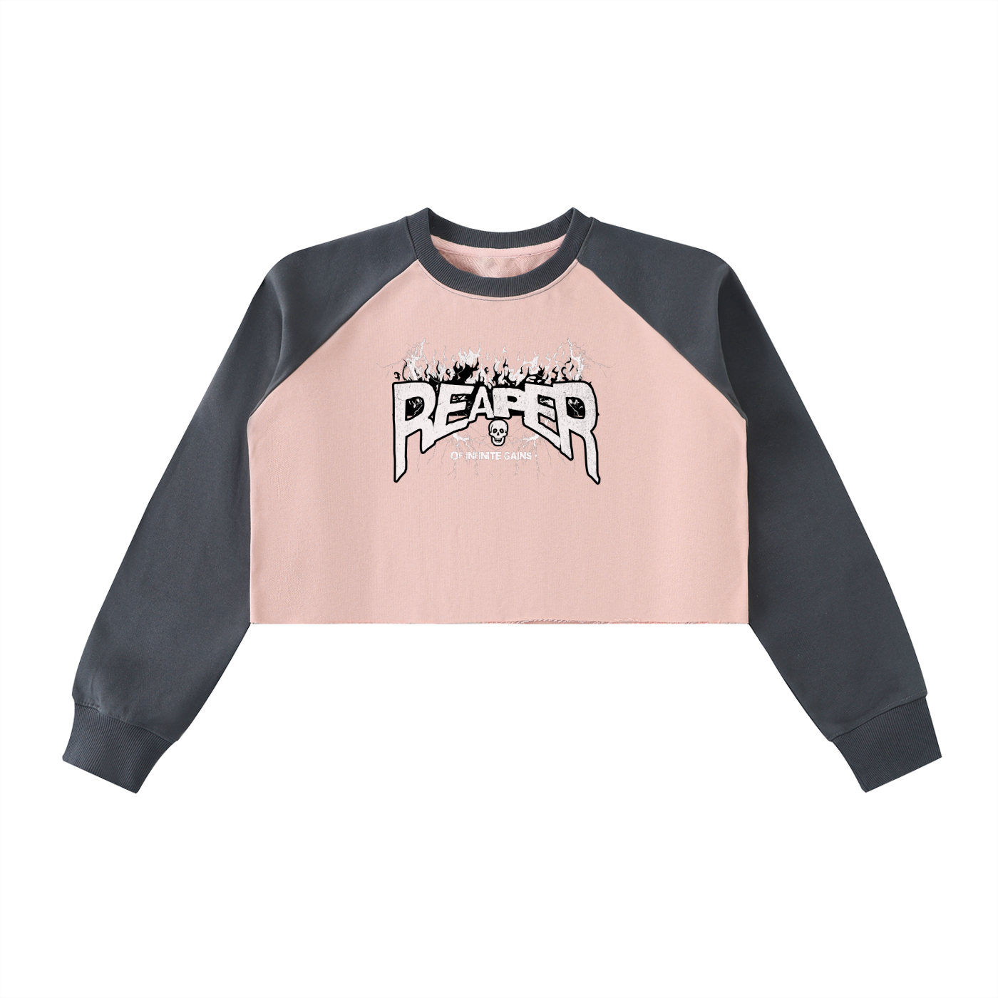 Raw-Hem Color-Block Raglan Crop Sweatshirt