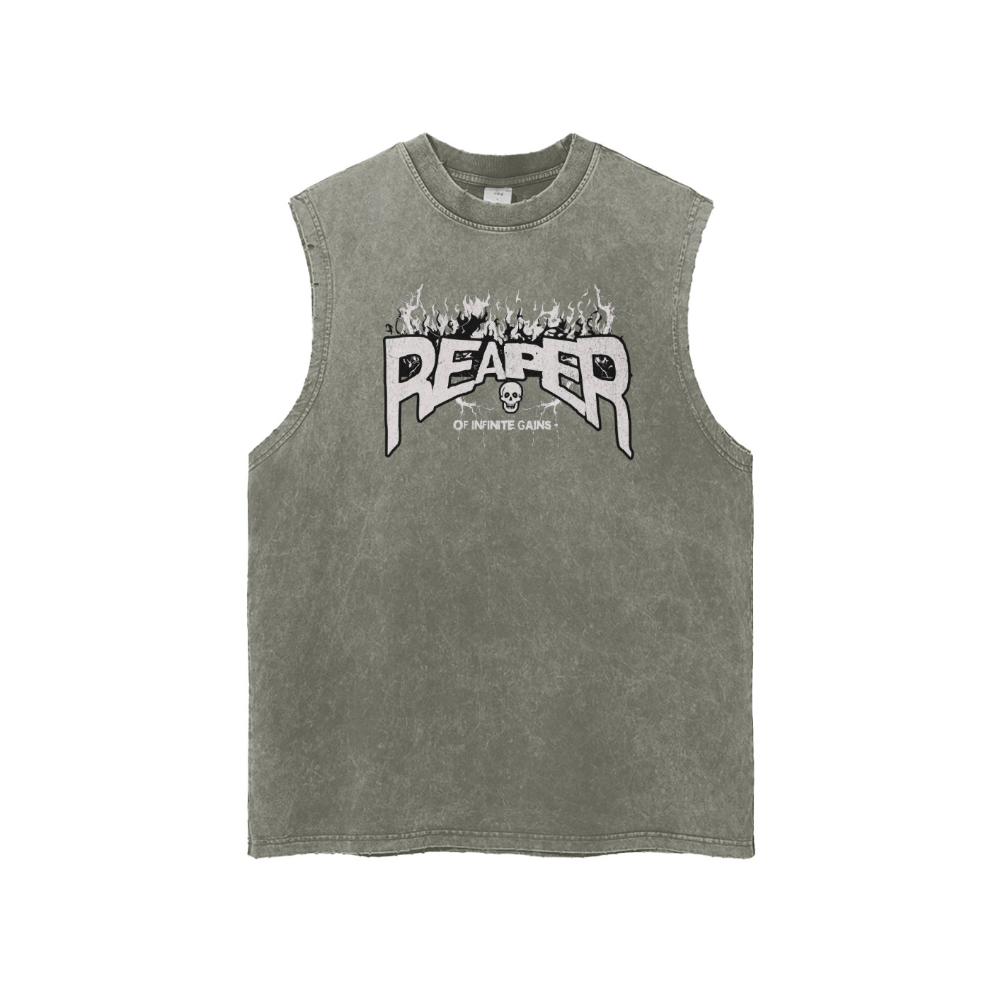 UC- GYM REAPER Men's Snow Washed Frayed Hem Tank Top